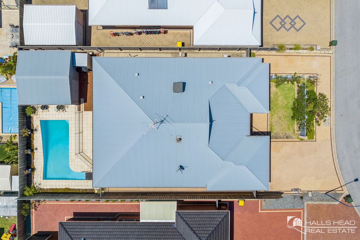 Aerial view of residential properties.